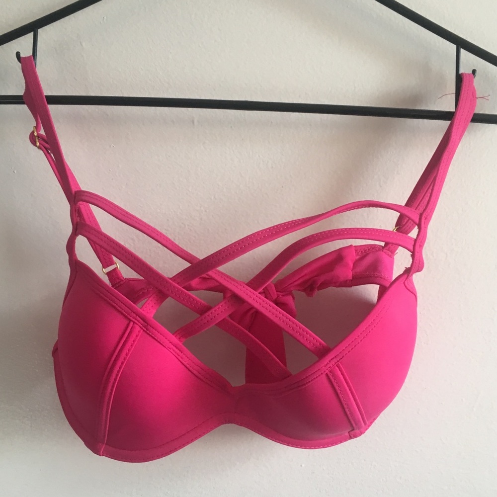 Urban sea pink solid strappy bathing suit small